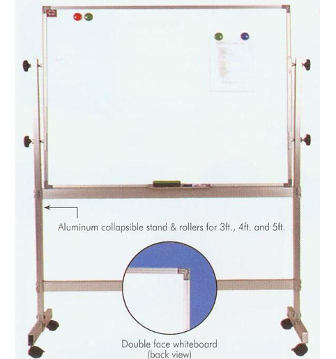 Whiteboards with Reversible Stand & Rollers